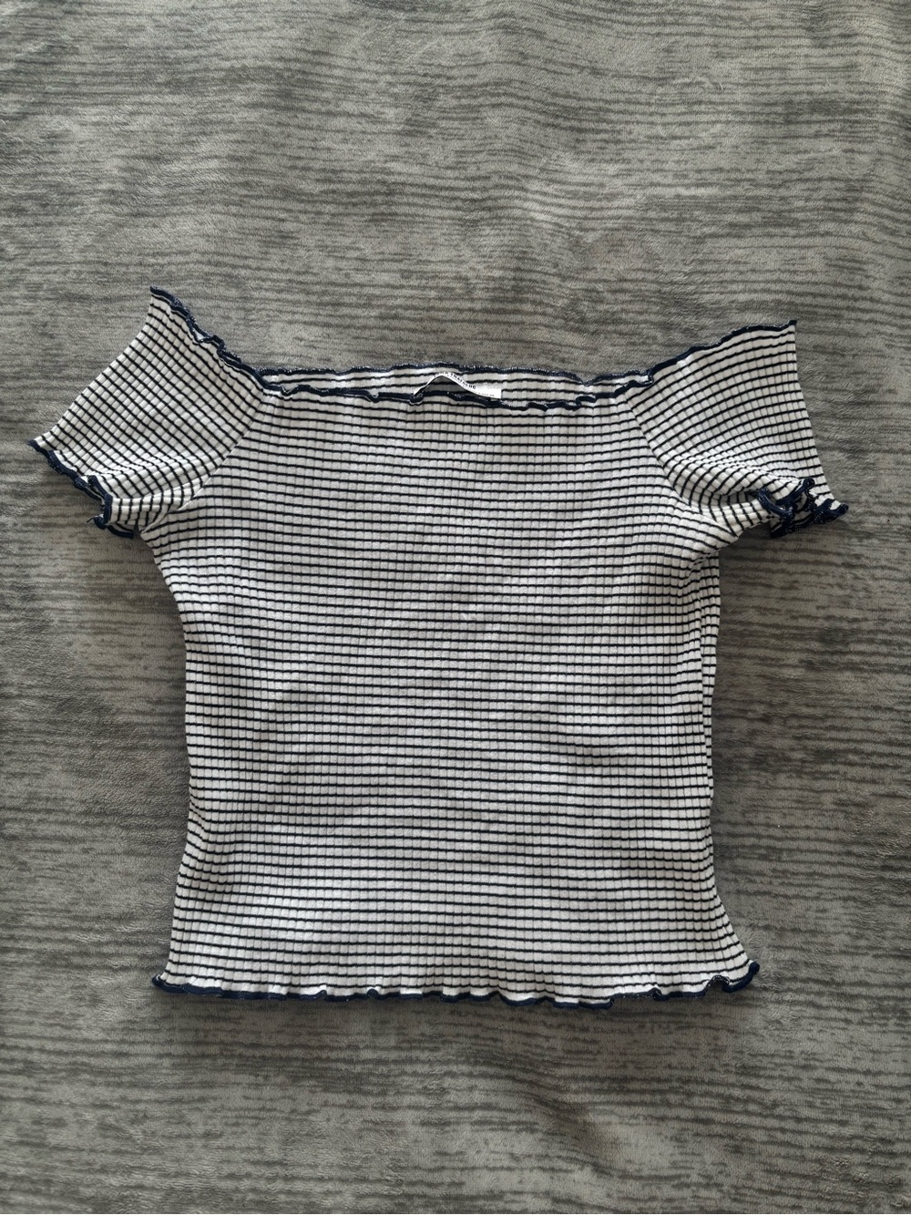 Striped Off-Shoulder Ribbed Top